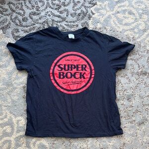 Keya Europe Men’s Super Bock Short Sleeve Tee Black Red Medium
